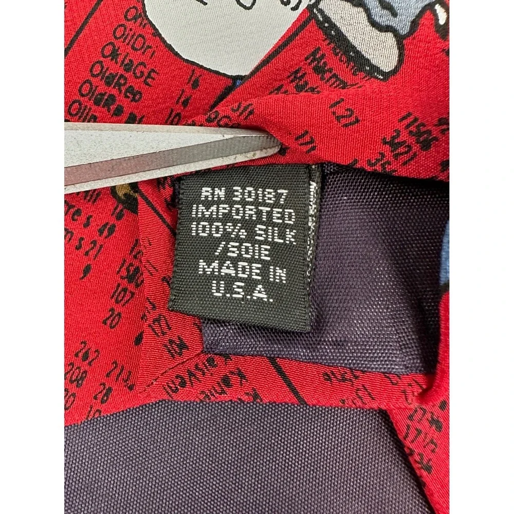 Peanuts Snoopy Stock Market Red Silk Tie Mens Business‎ Casual Fun Classic